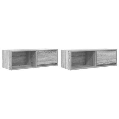 TV-seinäkaapit 2 kpl harmaa sonoma 80x31x25,5 cm tekninen puu