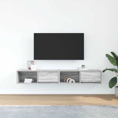TV-seinäkaapit 2 kpl harmaa sonoma 80x31x25,5 cm tekninen puu