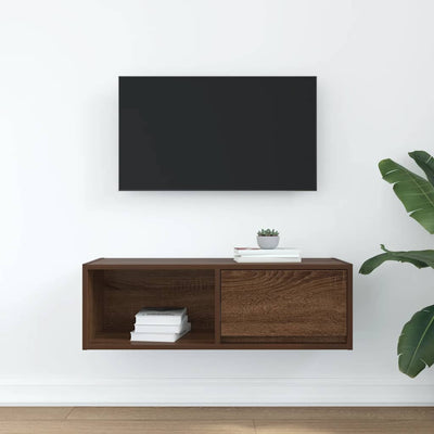 TV-taso ruskea tammi 80x31x25,5 cm tekninen puu