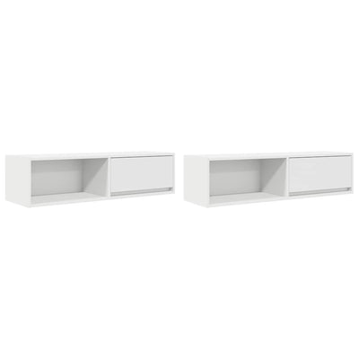 TV-seinäkaapit 2 kpl valkoinen 100x31x25,5 cm tekninen puu