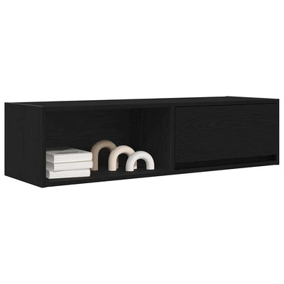 TV-taso musta tammi 100x31x25,5 cm tekninen puu