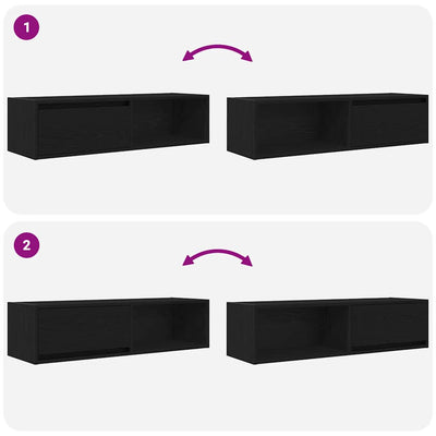 TV-taso musta tammi 100x31x25,5 cm tekninen puu