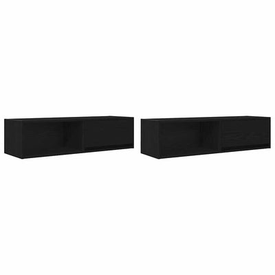 TV-tasot 2 kpl musta tammi 100x31x25,5 cm tekninen puu