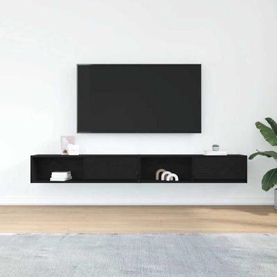 TV-tasot 2 kpl musta tammi 100x31x25,5 cm tekninen puu
