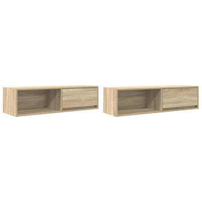 TV-seinäkaapit 2 kpl sonoma-tammi 100x31x25,5 cm tekninen puu