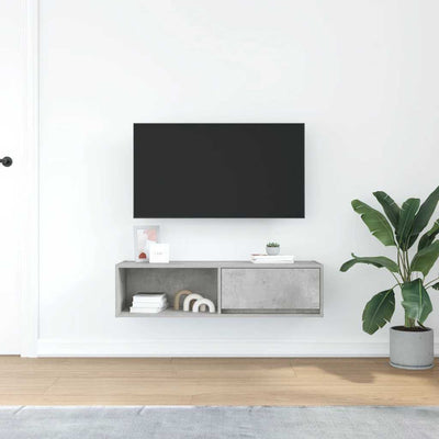 TV-taso betoninharmaa 100x31x25,5 cm tekninen puu