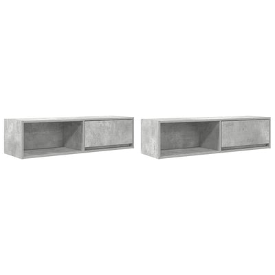 Betoninharmaa tv-seinäkaapit Kolla 100x31x25,5cm (2 kpl puinen)