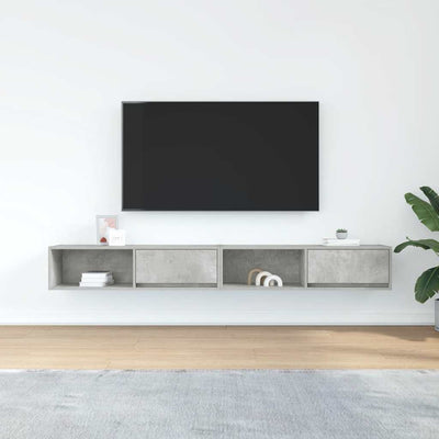 TV-seinäkaapit 2 kpl betoninharmaa 100x31x25,5 cm tekninen puu