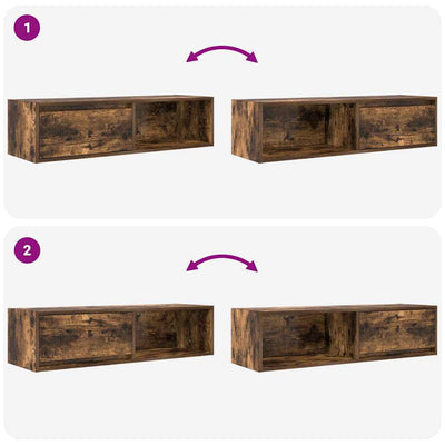 TV-seinäkaappi 2 kpl savutammi 100x31x25,5 cm tekninen puu