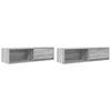 TV-seinäkaapit 2 kpl harmaa sonoma 100x31x25,5 cm tekninen puu