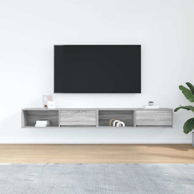 TV-seinäkaapit 2 kpl harmaa sonoma 100x31x25,5 cm tekninen puu