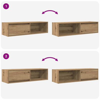 TV-seinäkaapit 2 kpl 100x31x25,5 cm tekninen puu