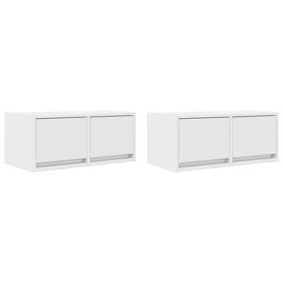TV-seinäkaapit 2 kpl valkoinen 60x31x25,5 cm tekninen puu