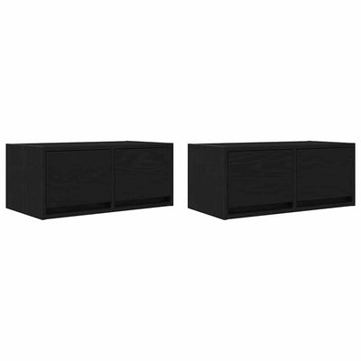 TV-tasot 2 kpl musta tammi 60x31x25,5 cm tekninen puu