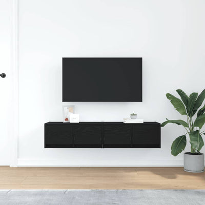 TV-tasot 2 kpl musta tammi 60x31x25,5 cm tekninen puu
