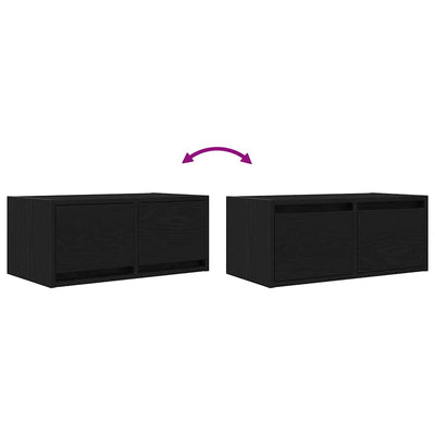 TV-tasot 2 kpl musta tammi 60x31x25,5 cm tekninen puu