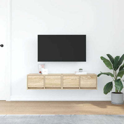 TV-seinäkaapit 2 kpl sonoma-tammi 60x31x25,5 cm tekninen puu