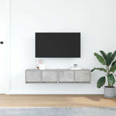 TV-seinäkaapit 2 kpl betoninharmaa 60x31x25,5 cm tekninen puu