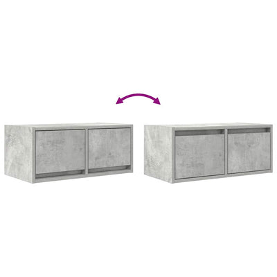 TV-seinäkaapit 2 kpl betoninharmaa 60x31x25,5 cm tekninen puu
