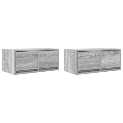 TV-seinäkaapit 2 kpl harmaa sonoma 60x31x25,5 cm tekninen puu
