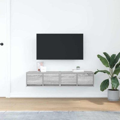 TV-seinäkaapit 2 kpl harmaa sonoma 60x31x25,5 cm tekninen puu