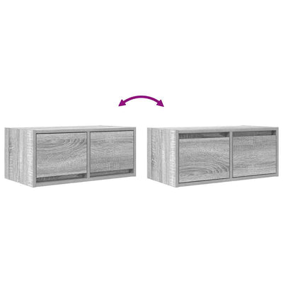 TV-seinäkaapit 2 kpl harmaa sonoma 60x31x25,5 cm tekninen puu