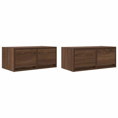 TV-seinäkaapit 2 kpl ruskea tammi 60x31x25,5 cm tekninen puu