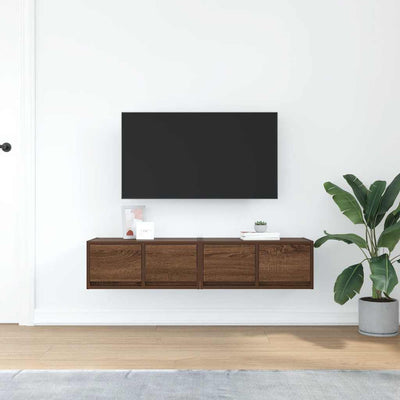 TV-seinäkaapit 2 kpl ruskea tammi 60x31x25,5 cm tekninen puu