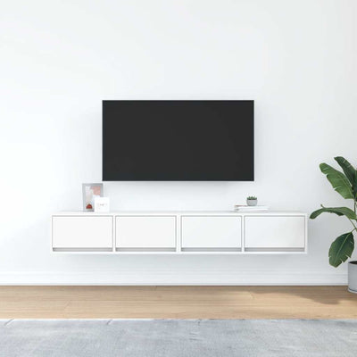 TV-seinäkaapit 2 kpl valkoinen 80x31x25,5 cm tekninen puu