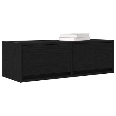 TV-taso musta tammi 80x31x25,5 cm tekninen puu