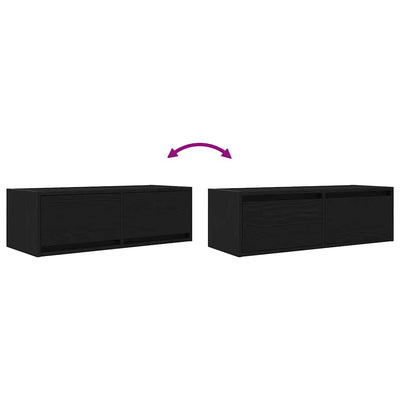 TV-taso musta tammi 80x31x25,5 cm tekninen puu