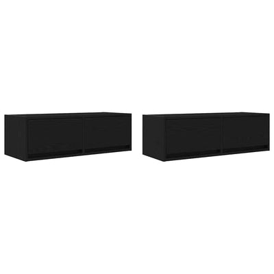 TV-tasot 2 kpl musta tammi 80x31x25,5 cm tekninen puu