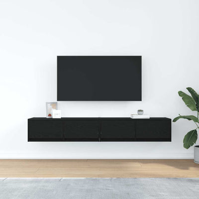 TV-tasot 2 kpl musta tammi 80x31x25,5 cm tekninen puu