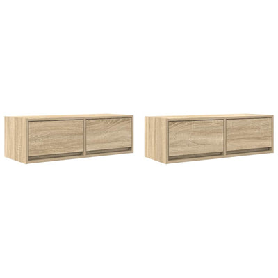 TV-seinäkaapit 2 kpl sonoma-tammi 80x31x25,5 cm tekninen puu