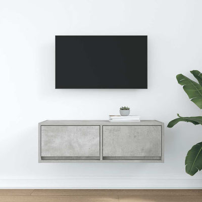 TV-taso betoninharmaa 80x31x25,5 cm tekninen puu