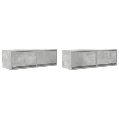 TV-seinäkaapit 2 kpl betoninharmaa 80x31x25,5 cm tekninen puu