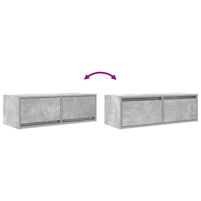TV-seinäkaapit 2 kpl betoninharmaa 80x31x25,5 cm tekninen puu