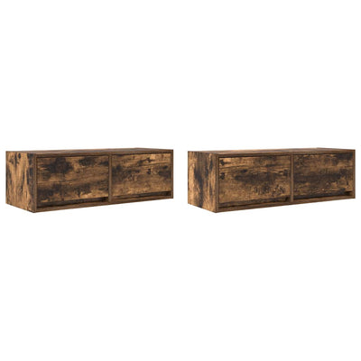 TV-seinäkaappi 2 kpl savutammi 80x31x25,5 cm tekninen puu