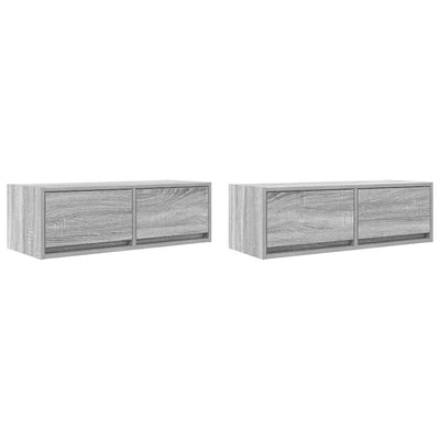 TV-seinäkaapit 2 kpl harmaa sonoma 80x31x25,5 cm tekninen puu