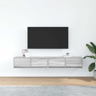 TV-seinäkaapit 2 kpl harmaa sonoma 80x31x25,5 cm tekninen puu