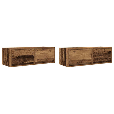 TV Kaapit 2 kpl vanha puu 80x31x25,5 cm suunniteltu puu