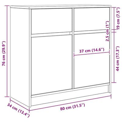 Harmaa senkki laatikolla Minache 80x34x76cm (puinen)