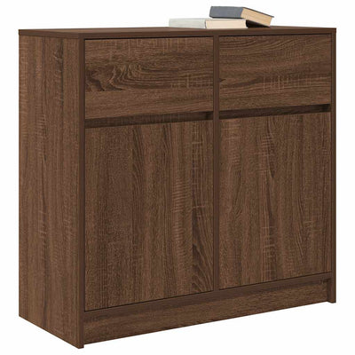 Senkki laatikolla ruskea tammi 80x34x76 cm tekninen puu