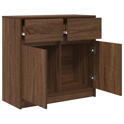 Senkki laatikolla ruskea tammi 80x34x76 cm tekninen puu