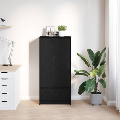 Kaappi laatikolla musta tammi 55,5x34x119,5 cm tekninen puu