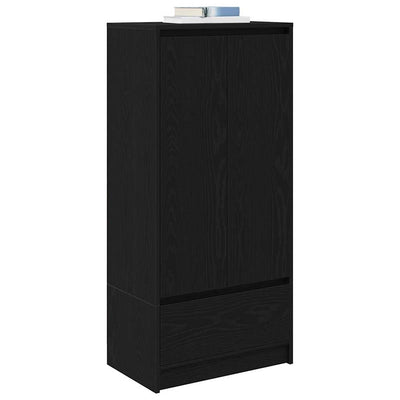 Kaappi laatikolla musta tammi 55,5x34x119,5 cm tekninen puu