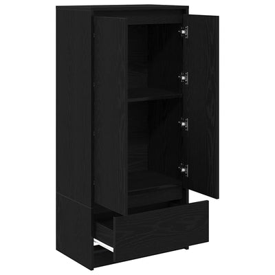 Kaappi laatikolla musta tammi 55,5x34x119,5 cm tekninen puu
