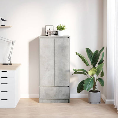 Kaappi laatikolla betoninharmaa 55,5x34x119,5 cm tekninen puu
