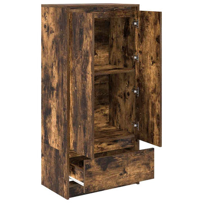 Kaappi laatikolla savutammi 55,5x34x119,5 cm tekninen puu