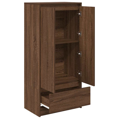 Kaappi laatikolla ruskea tammi 55,5x34x119,5 cm tekninen puu